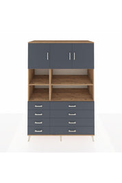 Kronos Dolap 8 Raflı 8 Çekmeceli 3 Kapaklı 132x59x195 Çam-Antrasit/Antrasit