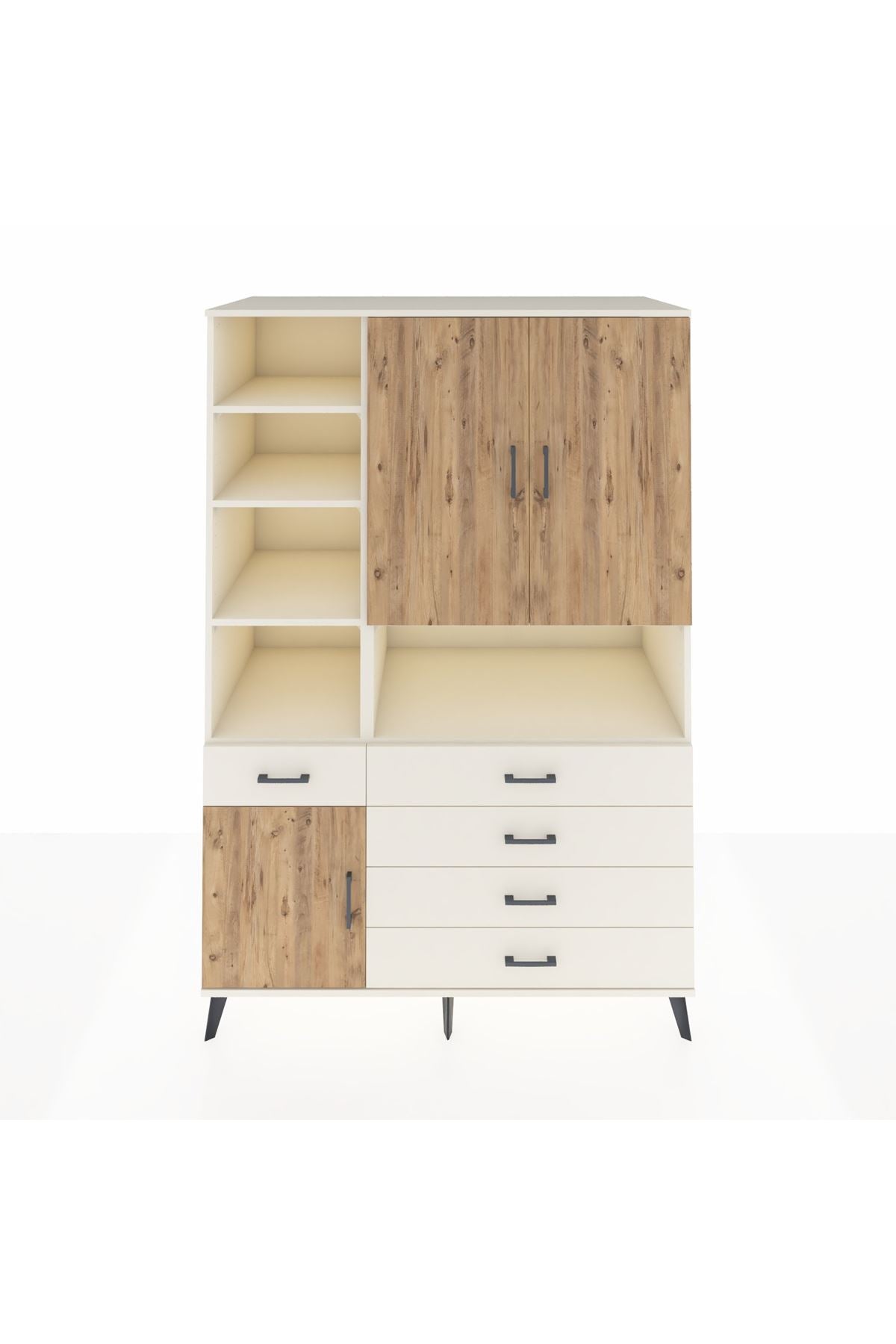 Kronos Dolap 8 Raflı 5 Çekmeceli 3 Kapaklı 132x59x195 Aytaşı-Çam/Aytaşı