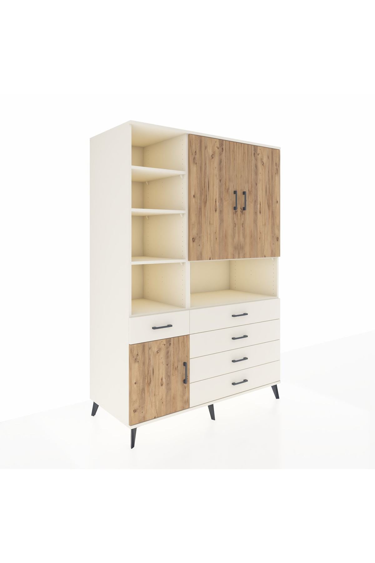 Kronos Dolap 8 Raflı 5 Çekmeceli 3 Kapaklı 132x59x195 Aytaşı-Çam/Aytaşı