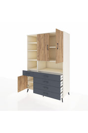 Kronos Dolap 8 Raflı 5 Çekmeceli 3 Kapaklı 132x59x195 Aytaşı-Çam/Antrasit