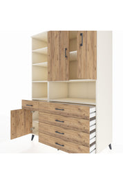 Kronos Dolap 8 Raflı 5 Çekmeceli 3 Kapaklı 132x59x195 Aytaşı-Çam/Çam