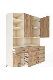 Kronos Dolap 8 Raflı 5 Çekmeceli 3 Kapaklı 132x59x195 Aytaşı-Çam/Çam