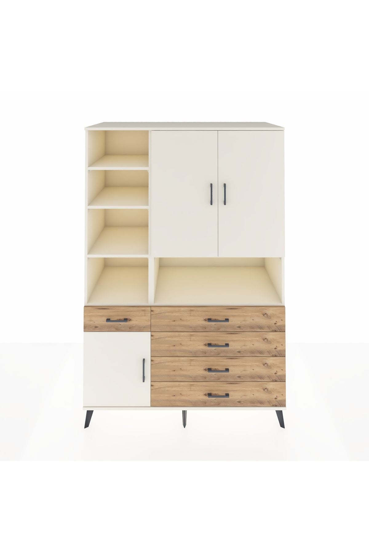 Kronos Dolap 8 Raflı 5 Çekmeceli 3 Kapaklı 132x59x195 Aytaşı-Aytaşı/Çam