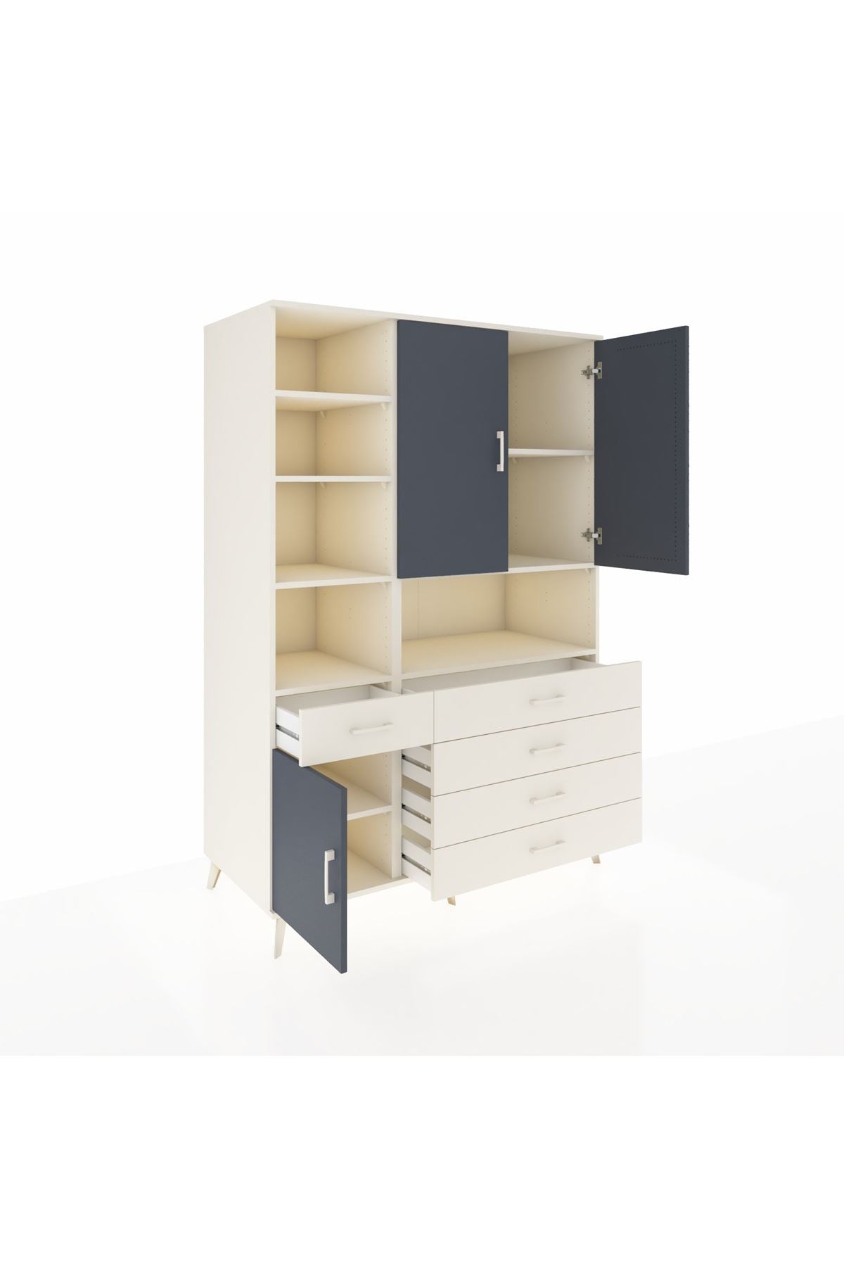 Kronos Dolap 8 Raflı 5 Çekmeceli 3 Kapaklı 132x59x195 Aytaşı-Antrasit/Aytaşı