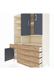 Kronos Dolap 8 Raflı 5 Çekmeceli 3 Kapaklı 132x59x195 Aytaşı-Antrasit/Çam