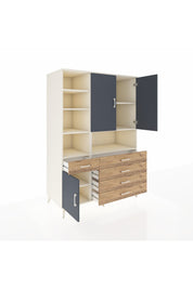 Kronos Dolap 8 Raflı 5 Çekmeceli 3 Kapaklı 132x59x195 Aytaşı-Antrasit/Çam