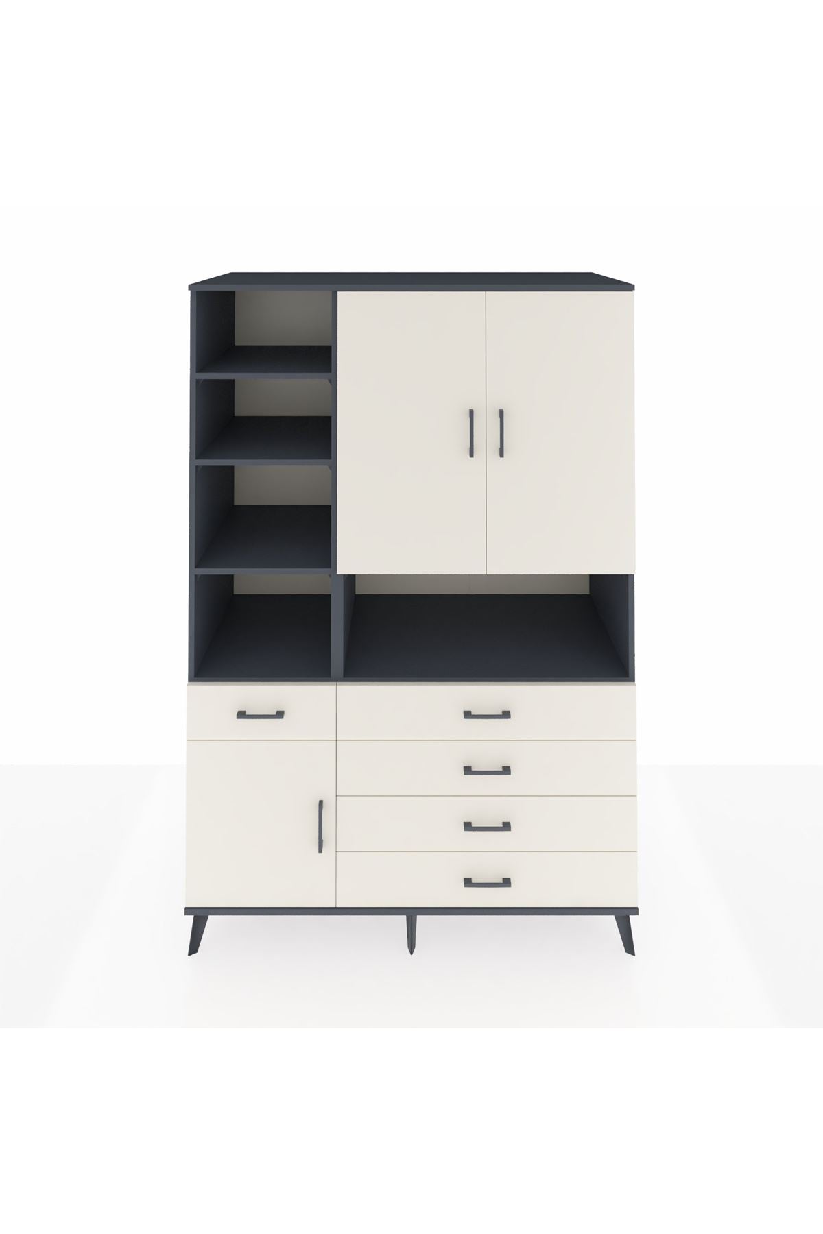 Kronos Dolap 8 Raflı 5 Çekmeceli 3 Kapaklı 132x59x195 Antrasit-Aytaşı/Aytaşı