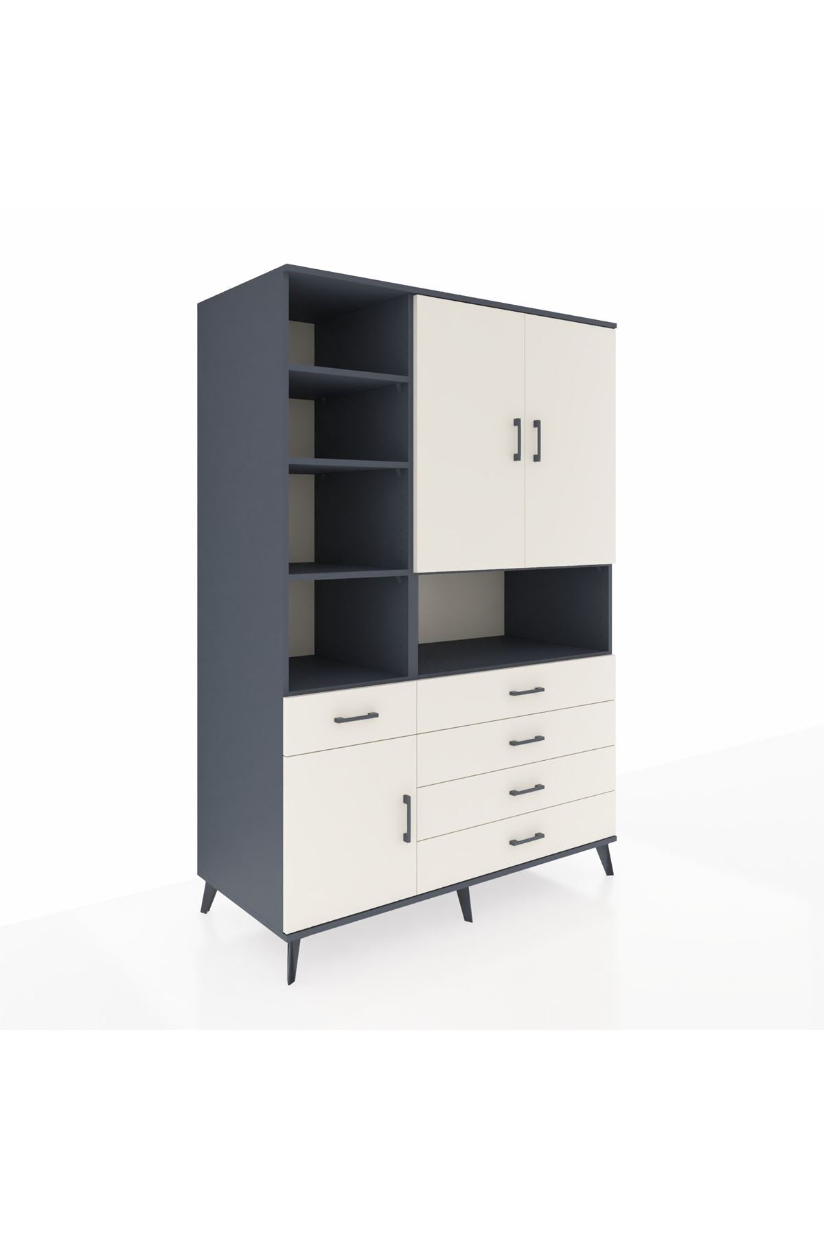 Kronos Dolap 8 Raflı 5 Çekmeceli 3 Kapaklı 132x59x195 Antrasit-Aytaşı/Aytaşı