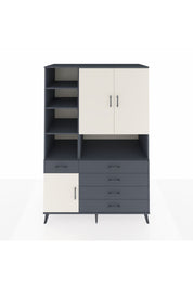 Kronos Dolap 8 Raflı 5 Çekmeceli 3 Kapaklı 132x59x195 Antrasit-Aytaşı/Antrasit