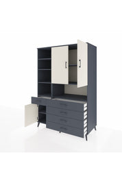 Kronos Dolap 8 Raflı 5 Çekmeceli 3 Kapaklı 132x59x195 Antrasit-Aytaşı/Antrasit