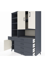 Kronos Dolap 8 Raflı 5 Çekmeceli 3 Kapaklı 132x59x195 Antrasit-Aytaşı/Antrasit