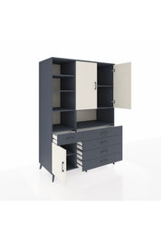 Kronos Dolap 8 Raflı 5 Çekmeceli 3 Kapaklı 132x59x195 Antrasit-Aytaşı/Antrasit