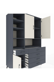 Kronos Dolap 8 Raflı 5 Çekmeceli 3 Kapaklı 132x59x195 Antrasit-Aytaşı/Antrasit