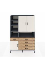 Kronos Dolap 8 Raflı 5 Çekmeceli 3 Kapaklı 132x59x195 Antrasit-Aytaşı/Çam