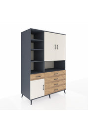 Kronos Dolap 8 Raflı 5 Çekmeceli 3 Kapaklı 132x59x195 Antrasit-Aytaşı/Çam