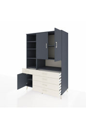 Kronos Dolap 8 Raflı 5 Çekmeceli 3 Kapaklı 132x59x195 Antrasit-Antrasit/Aytaşı