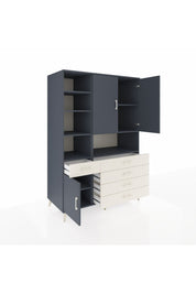 Kronos Dolap 8 Raflı 5 Çekmeceli 3 Kapaklı 132x59x195 Antrasit-Antrasit/Aytaşı