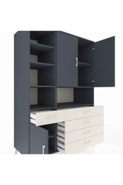 Kronos Dolap 8 Raflı 5 Çekmeceli 3 Kapaklı 132x59x195 Antrasit-Antrasit/Aytaşı