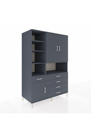 Kronos Dolap 8 Raflı 5 Çekmeceli 3 Kapaklı 132x59x195 Antrasit-Antrasit/Antrasit