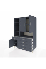 Kronos Dolap 8 Raflı 5 Çekmeceli 3 Kapaklı 132x59x195 Antrasit-Antrasit/Antrasit