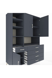 Kronos Dolap 8 Raflı 5 Çekmeceli 3 Kapaklı 132x59x195 Antrasit-Antrasit/Antrasit