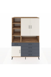 Kronos Dolap 8 Raflı 5 Çekmeceli 3 Kapaklı 132x59x195 Çam-Aytaşı/Antrasit