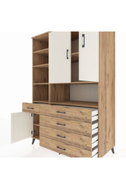 Kronos Dolap 8 Raflı 5 Çekmeceli 3 Kapaklı 132x59x195 Çam-Aytaşı/Çam