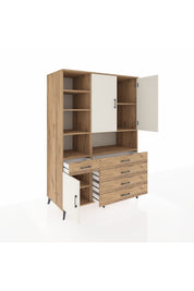 Kronos Dolap 8 Raflı 5 Çekmeceli 3 Kapaklı 132x59x195 Çam-Aytaşı/Çam