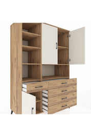 Kronos Dolap 8 Raflı 5 Çekmeceli 3 Kapaklı 132x59x195 Çam-Aytaşı/Çam