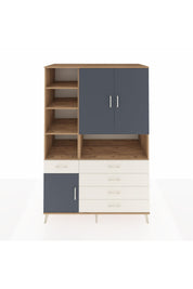 Kronos Dolap 8 Raflı 5 Çekmeceli 3 Kapaklı 132x59x195 Çam-Antrasit/Aytaşı