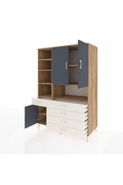 Kronos Dolap 8 Raflı 5 Çekmeceli 3 Kapaklı 132x59x195 Çam-Antrasit/Aytaşı