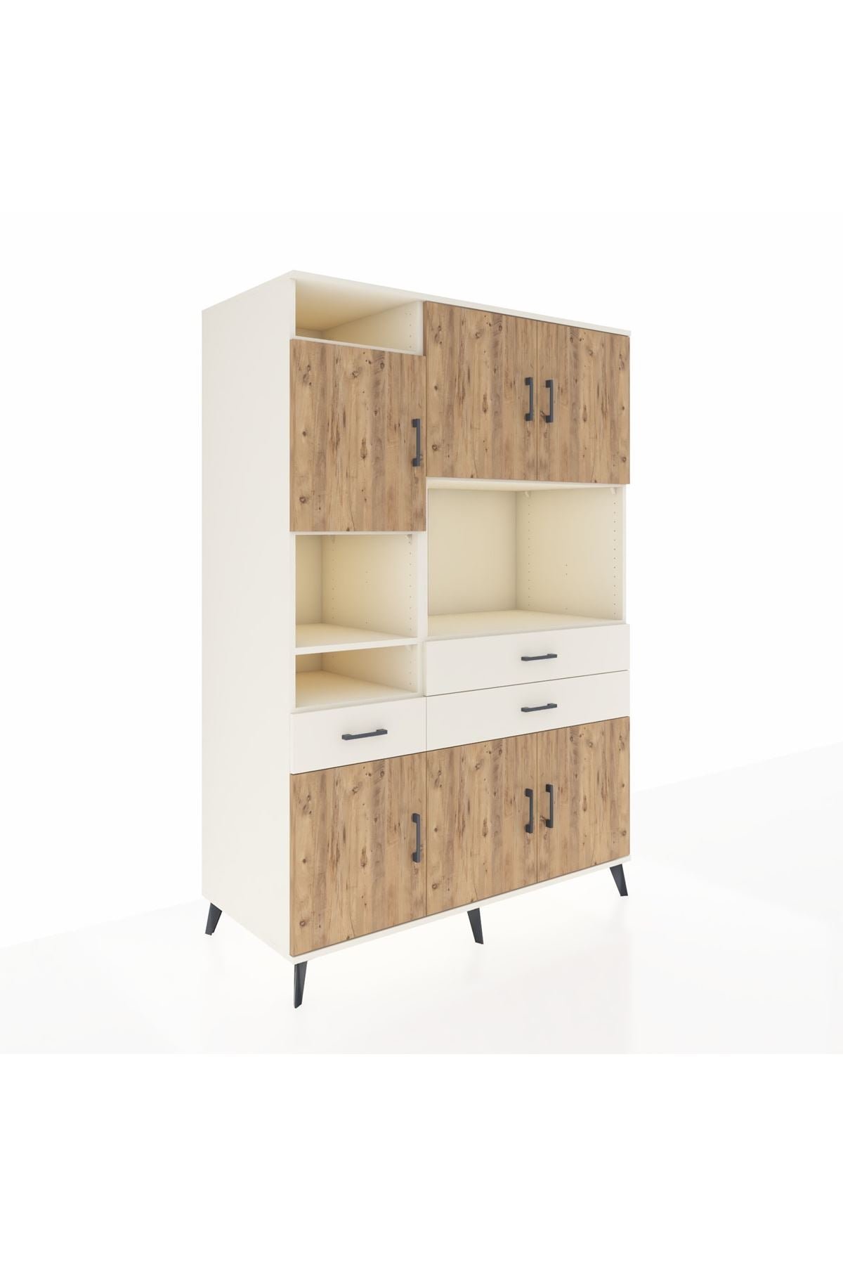 Kronos Dolap 9 Raflı 3 Çekmeceli 6 Kapaklı 132x59x195 Aytaşı-Çam/Aytaşı