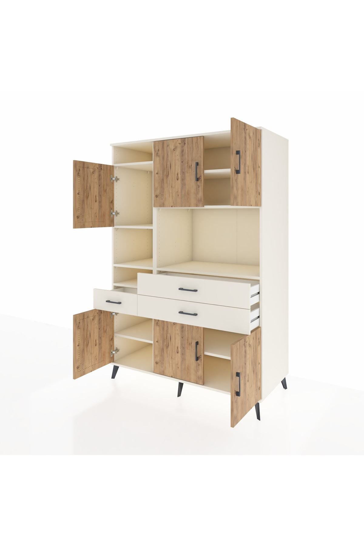 Kronos Dolap 9 Raflı 3 Çekmeceli 6 Kapaklı 132x59x195 Aytaşı-Çam/Aytaşı