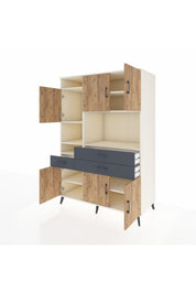 Kronos Dolap 9 Raflı 3 Çekmeceli 6 Kapaklı 132x59x195 Aytaşı-Çam/Antrasit