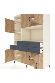 Kronos Dolap 9 Raflı 3 Çekmeceli 6 Kapaklı 132x59x195 Aytaşı-Çam/Antrasit