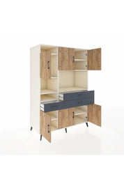 Kronos Dolap 9 Raflı 3 Çekmeceli 6 Kapaklı 132x59x195 Aytaşı-Çam/Antrasit