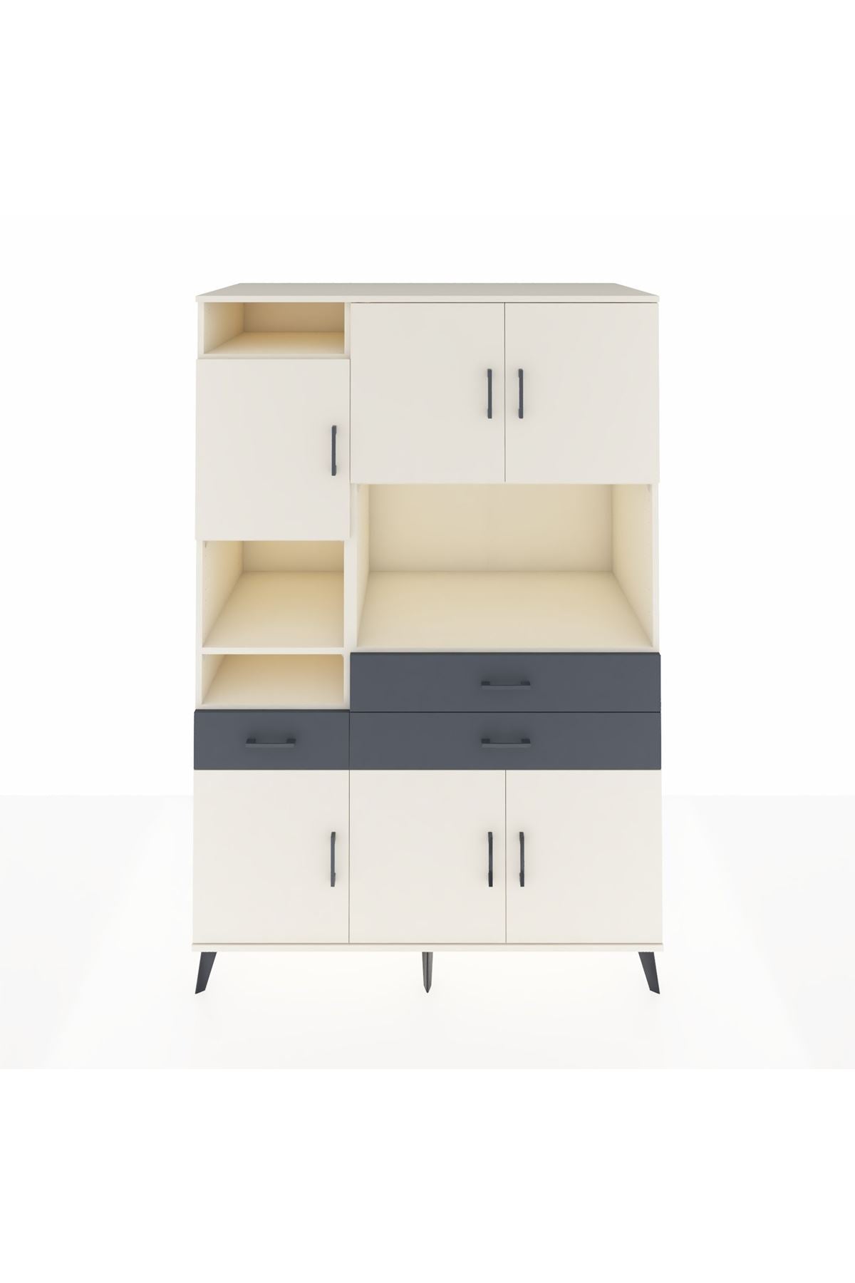 Kronos Dolap 9 Raflı 3 Çekmeceli 6 Kapaklı 132x59x195 Aytaşı-Aytaşı/Antrasit