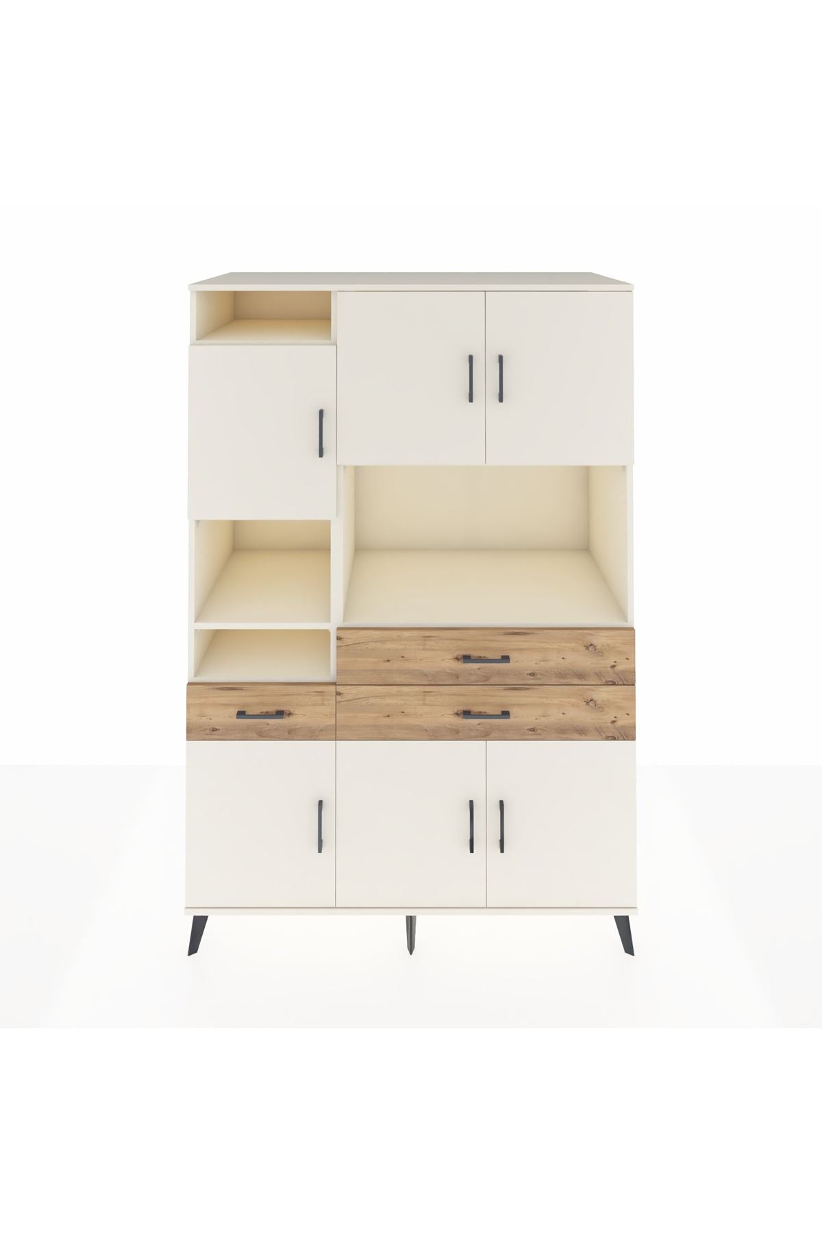 Kronos Dolap 9 Raflı 3 Çekmeceli 6 Kapaklı 132x59x195 Aytaşı-Aytaşı/Çam