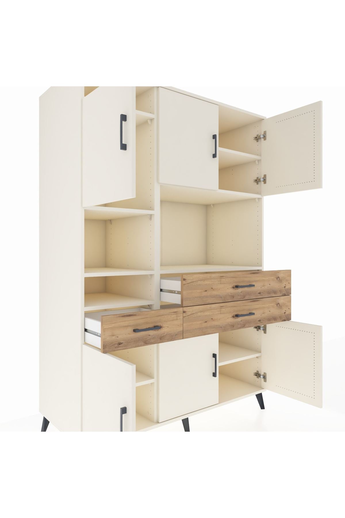 Kronos Dolap 9 Raflı 3 Çekmeceli 6 Kapaklı 132x59x195 Aytaşı-Aytaşı/Çam