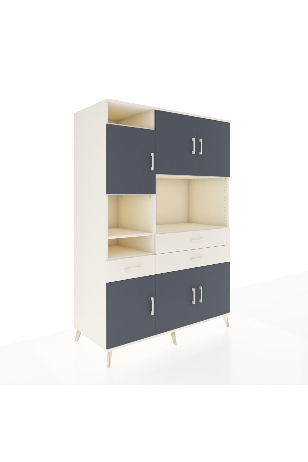 Kronos Dolap 9 Raflı 3 Çekmeceli 6 Kapaklı 132x59x195 Aytaşı-Antrasit/Aytaşı