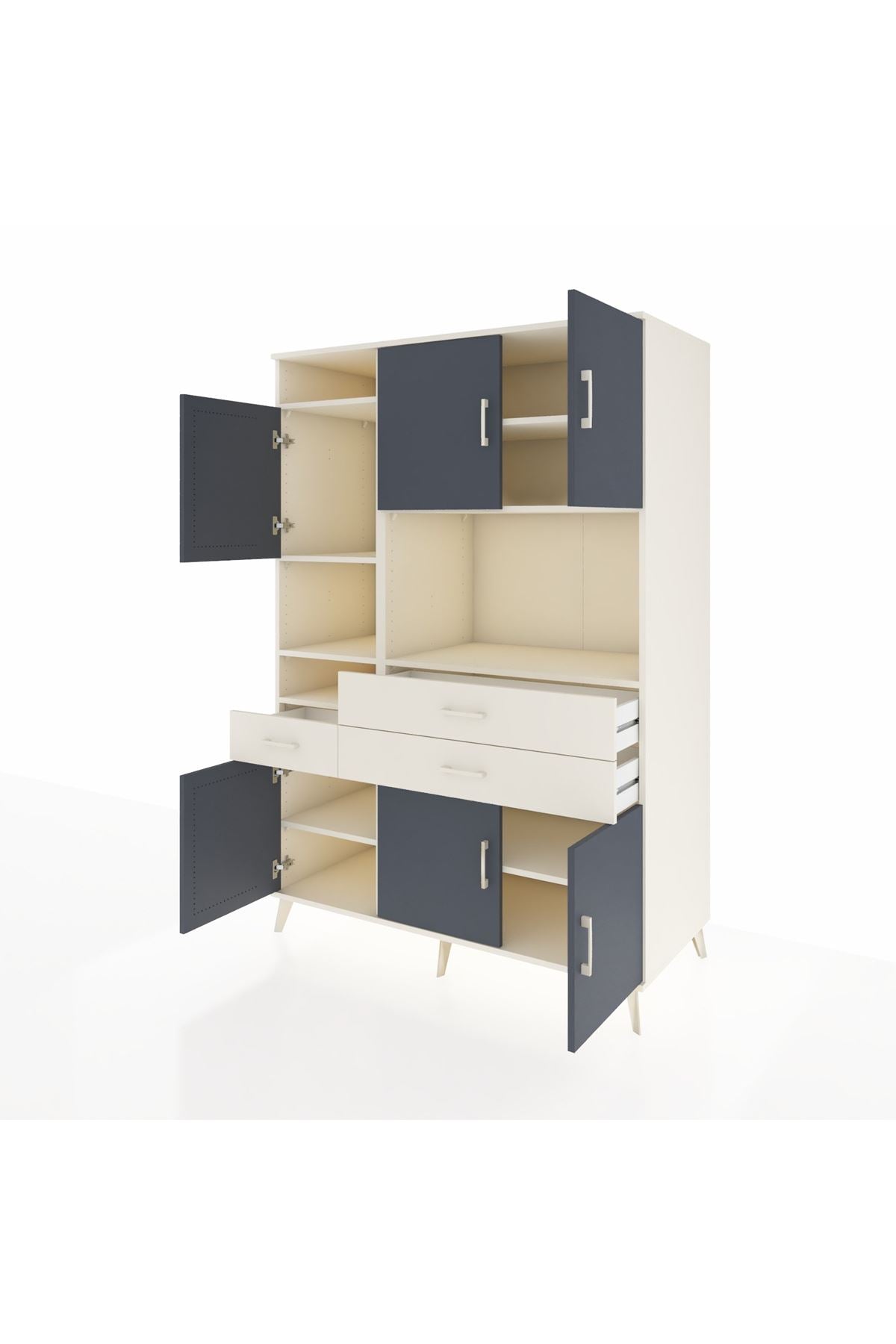 Kronos Dolap 9 Raflı 3 Çekmeceli 6 Kapaklı 132x59x195 Aytaşı-Antrasit/Aytaşı