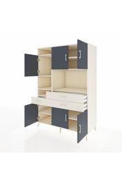 Kronos Dolap 9 Raflı 3 Çekmeceli 6 Kapaklı 132x59x195 Aytaşı-Antrasit/Aytaşı