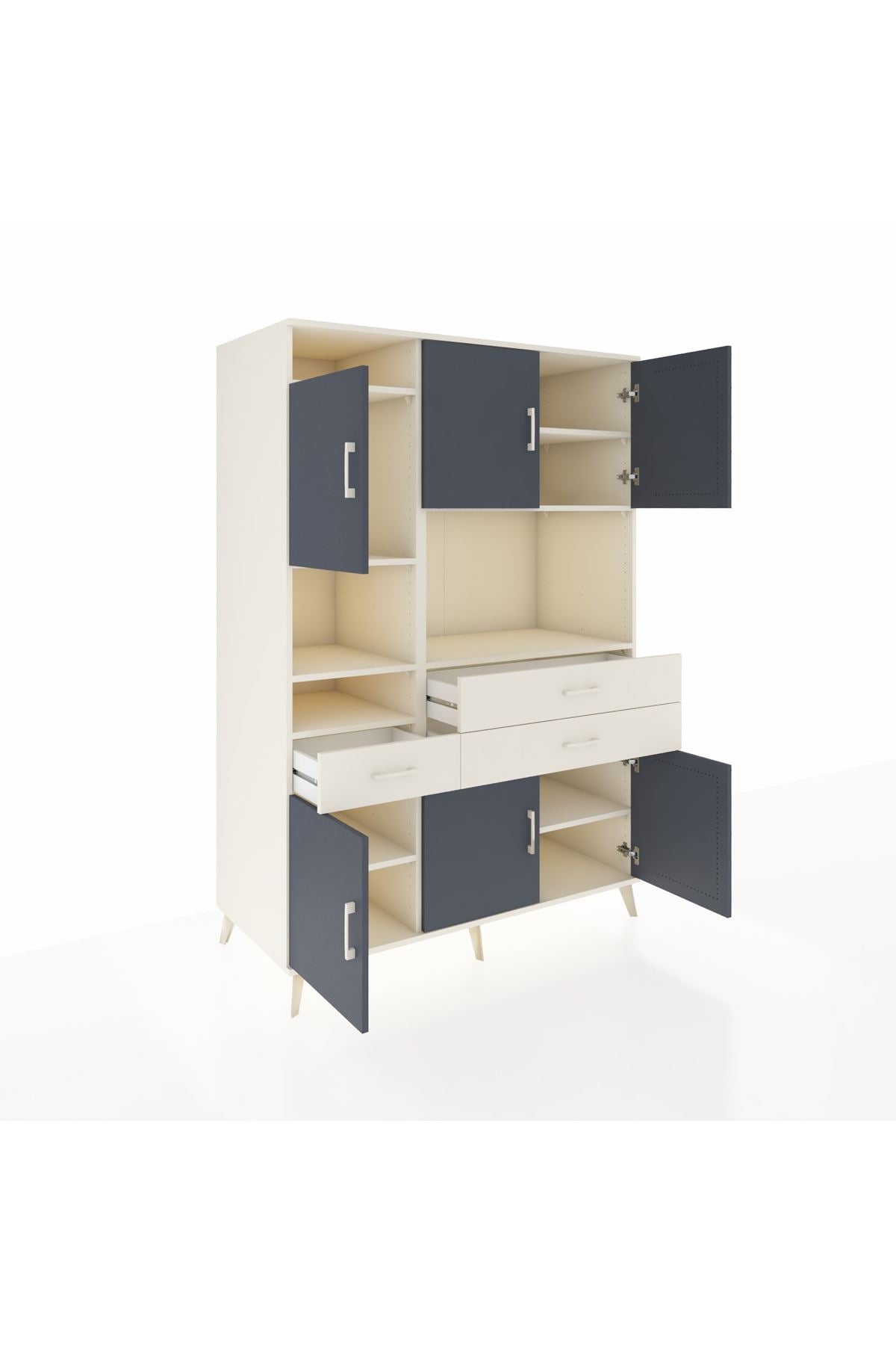 Kronos Dolap 9 Raflı 3 Çekmeceli 6 Kapaklı 132x59x195 Aytaşı-Antrasit/Aytaşı