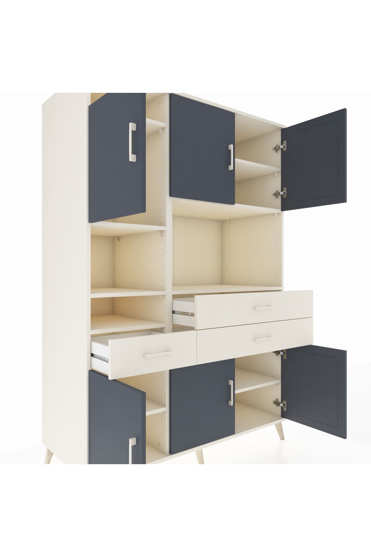 Kronos Dolap 9 Raflı 3 Çekmeceli 6 Kapaklı 132x59x195 Aytaşı-Antrasit/Aytaşı