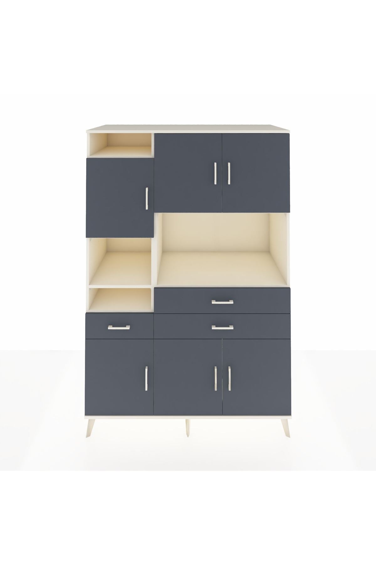 Kronos Dolap 9 Raflı 3 Çekmeceli 6 Kapaklı 132x59x195 Aytaşı-Antrasit/Antrasit