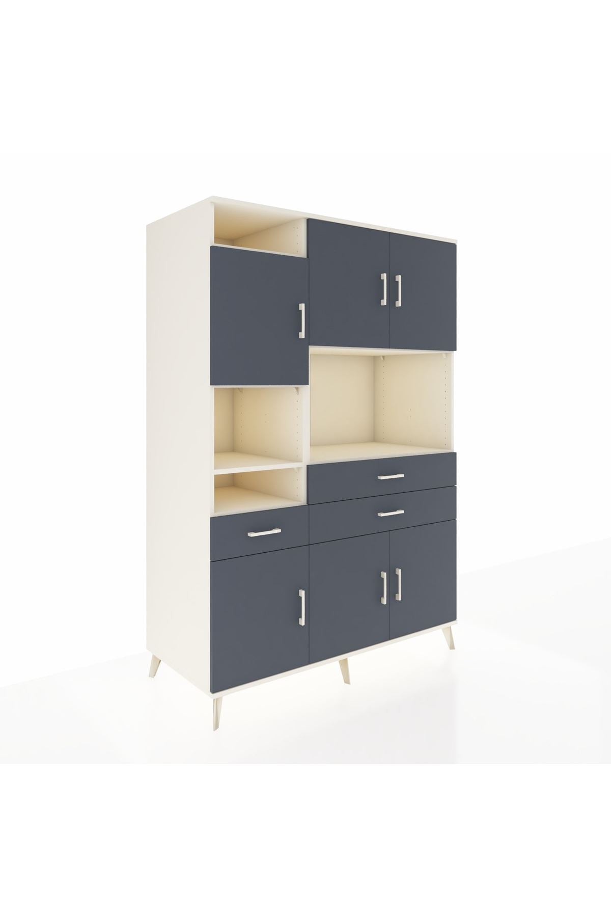 Kronos Dolap 9 Raflı 3 Çekmeceli 6 Kapaklı 132x59x195 Aytaşı-Antrasit/Antrasit