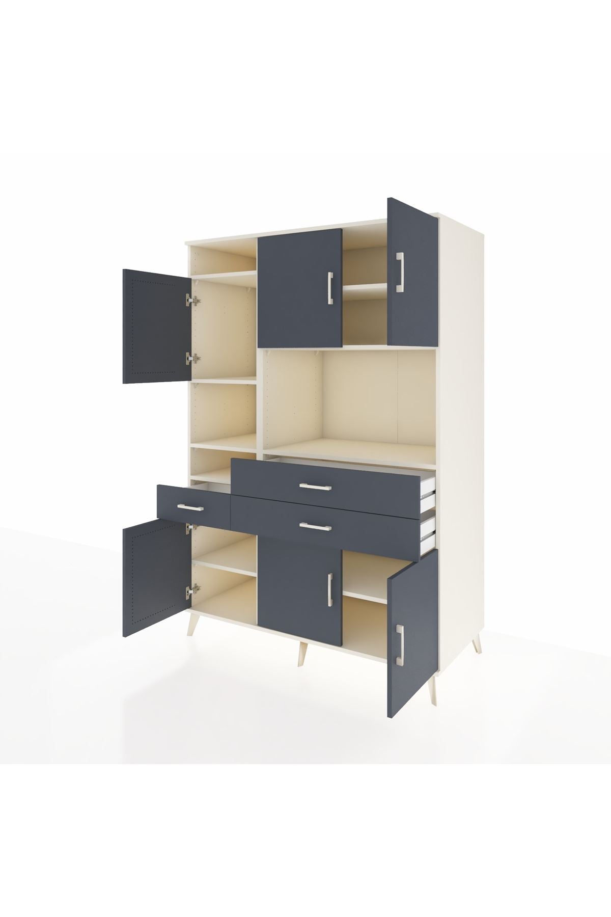 Kronos Dolap 9 Raflı 3 Çekmeceli 6 Kapaklı 132x59x195 Aytaşı-Antrasit/Antrasit