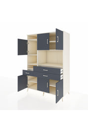 Kronos Dolap 9 Raflı 3 Çekmeceli 6 Kapaklı 132x59x195 Aytaşı-Antrasit/Antrasit