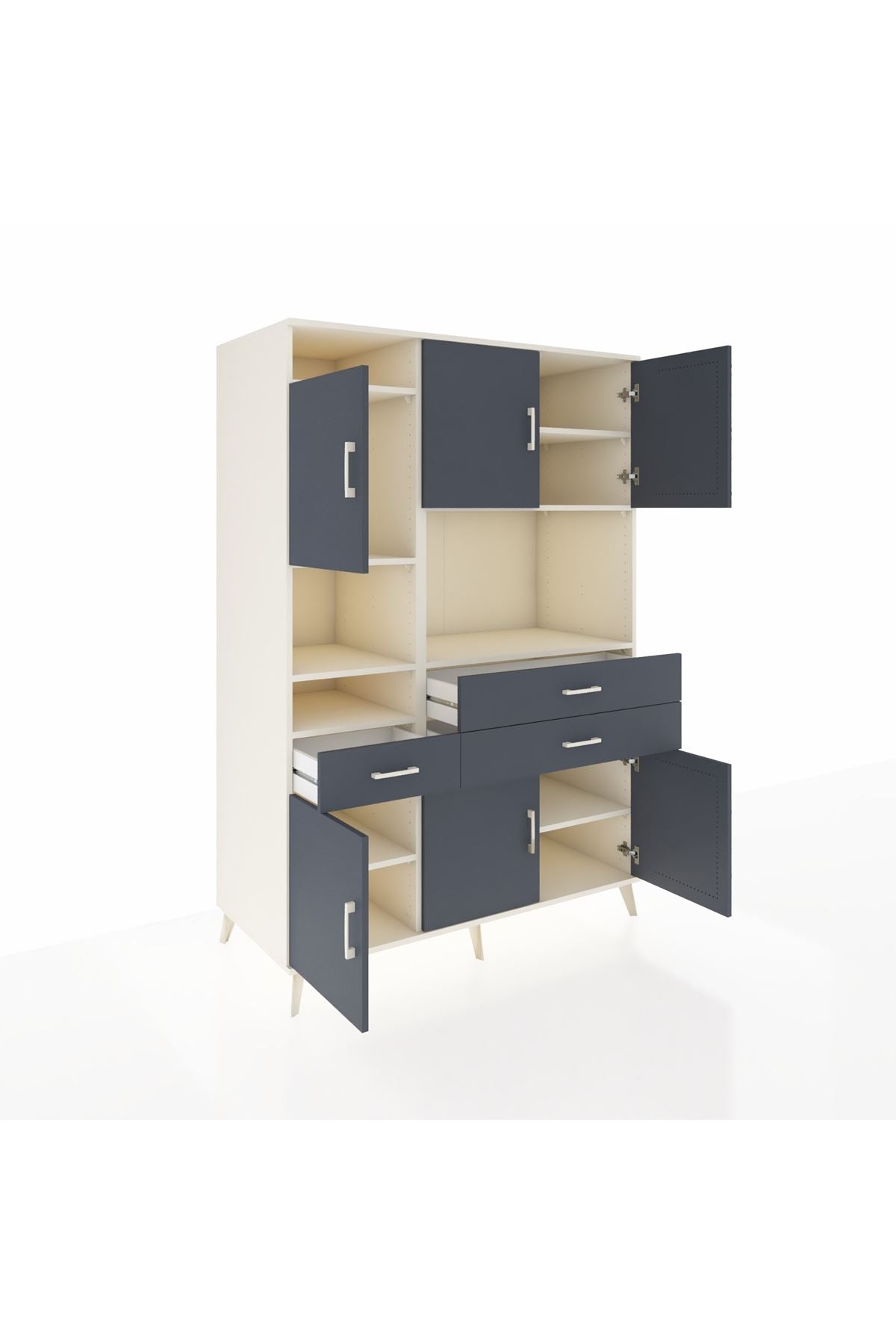 Kronos Dolap 9 Raflı 3 Çekmeceli 6 Kapaklı 132x59x195 Aytaşı-Antrasit/Antrasit