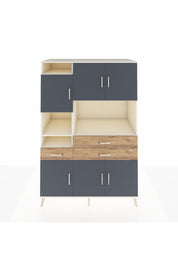 Kronos Dolap 9 Raflı 3 Çekmeceli 6 Kapaklı 132x59x195 Aytaşı-Antrasit/Çam